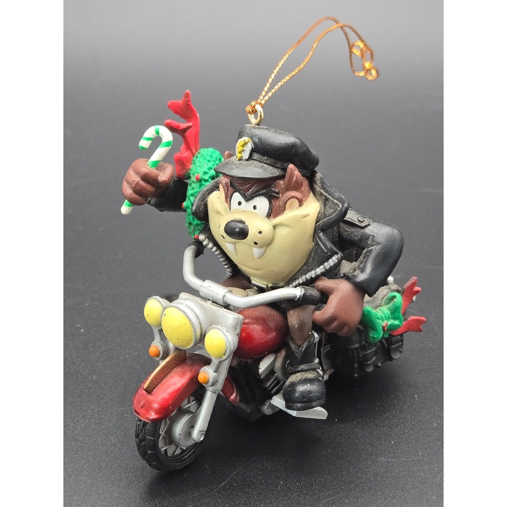 1999 Trevco Looney Tunes Tasmanian Devil Taz Biker Christmas Ornament 3 Inch